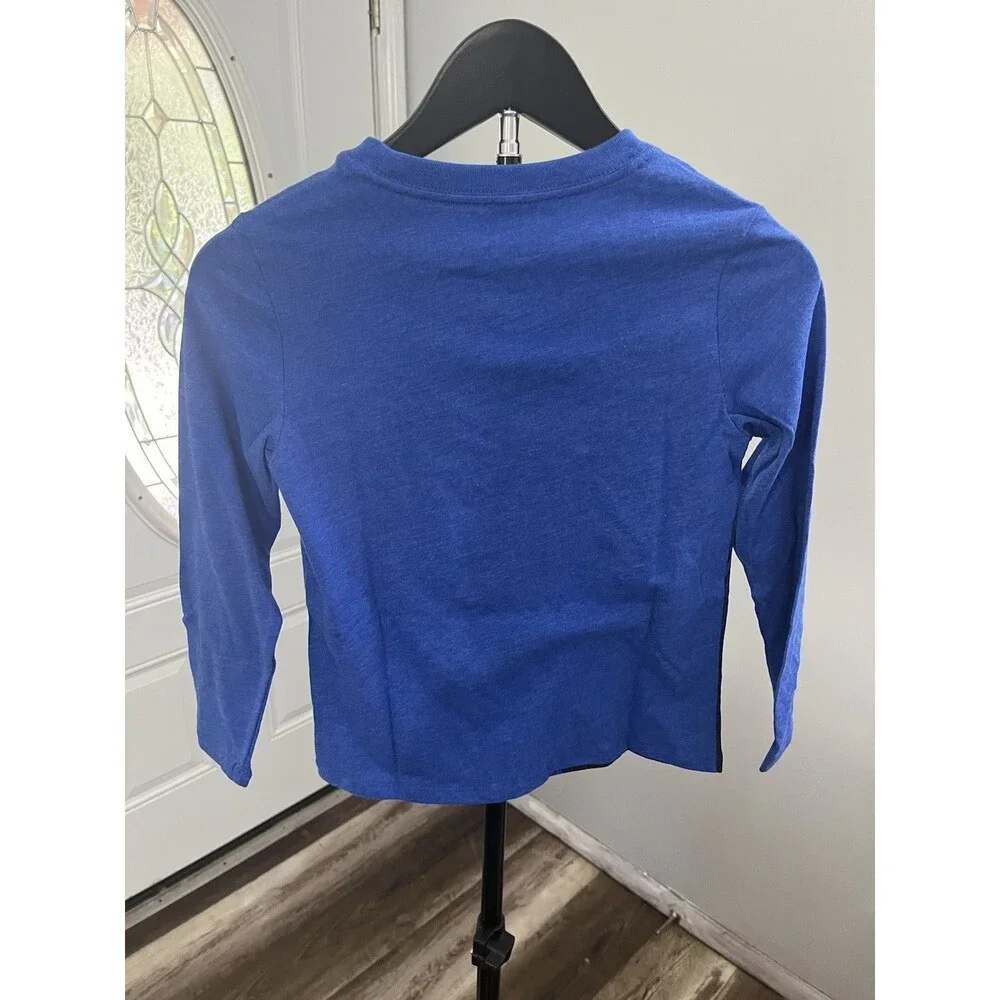 Cat & Jack Unisex Kids T-Shirt XS (4/5) Blue Long Sleeve Dragon Crew Cotton